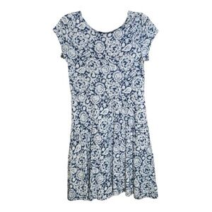 American Living Floral Blue and White Dress M